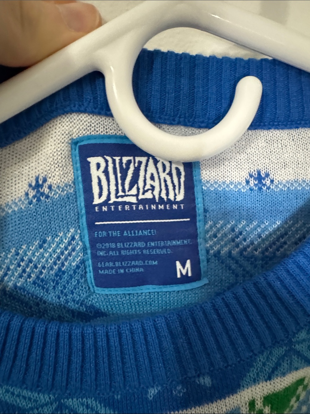 Blizzard Men’s Medium For the Alliance Ugly Christmas Sweater - Picture 2 of 10